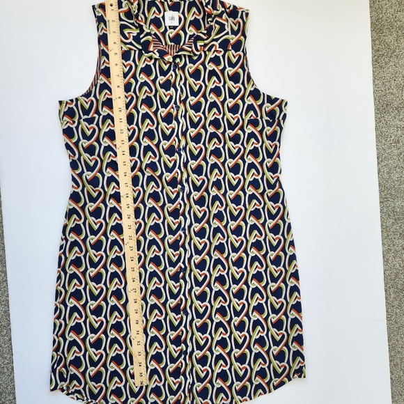 CAbi Amour Shirt Dress Duster Tunic Heart Graphic Sleeveless Button Down Large - Picture 13 of 14